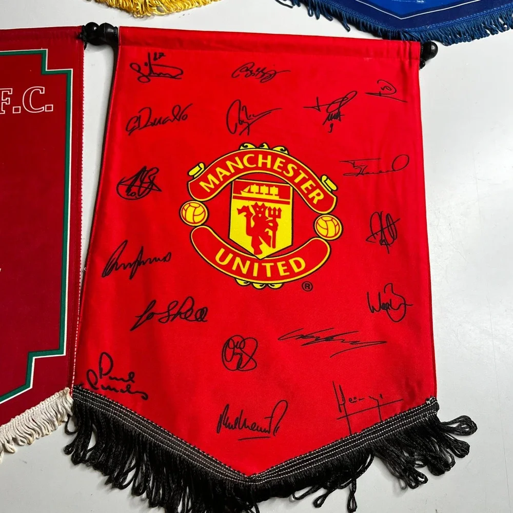 Vintage Premier League Pennant Lot Manchester United Liverpool Man City 5pc Set